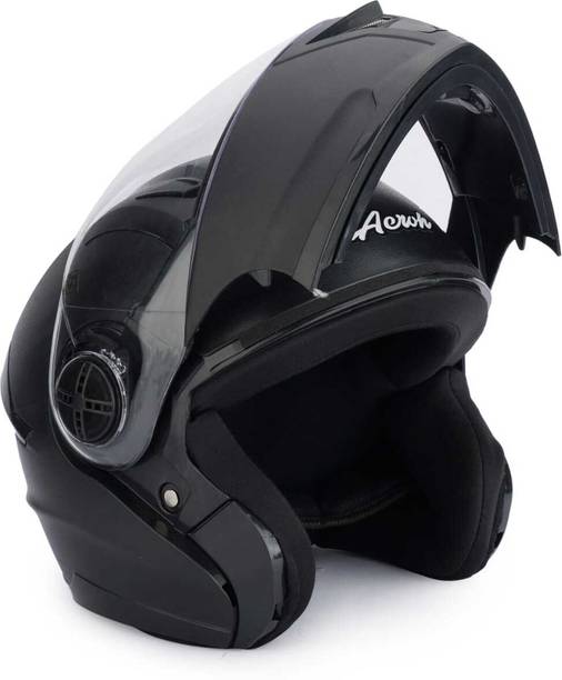 Racing-1 Aeroh Flipup Black With PC Visor Motorbike Helmet