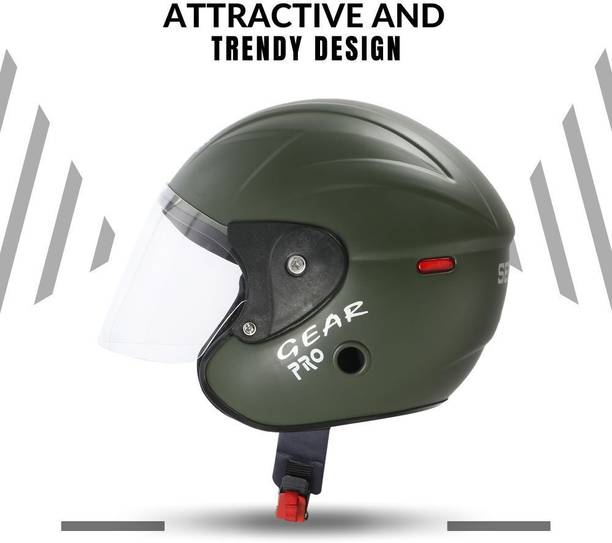 Paras Open Face Motorbike Scotty Safety ISI Certified Helmet - Military Green Motorbike Helmet