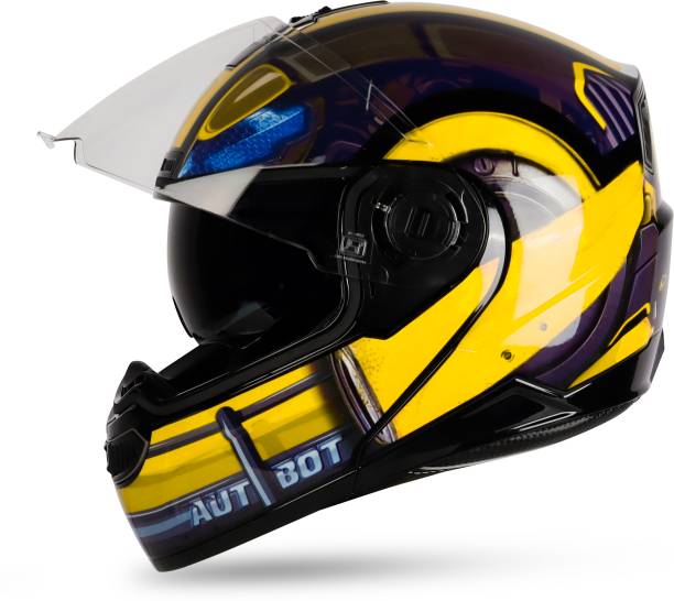 Steelbird SBA-7 Transformers Bumblebee ISI Certified Flip-Up Helmet for Men Motorbike Helmet