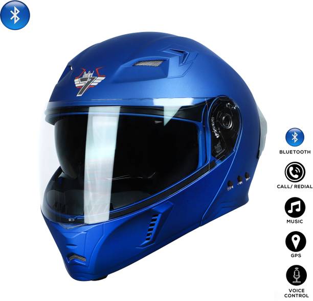 Steelbird Bluetooth Flip Up ISI Certified Helmet for Men with Inner Smoke Sun Shield Motorbike Helmet