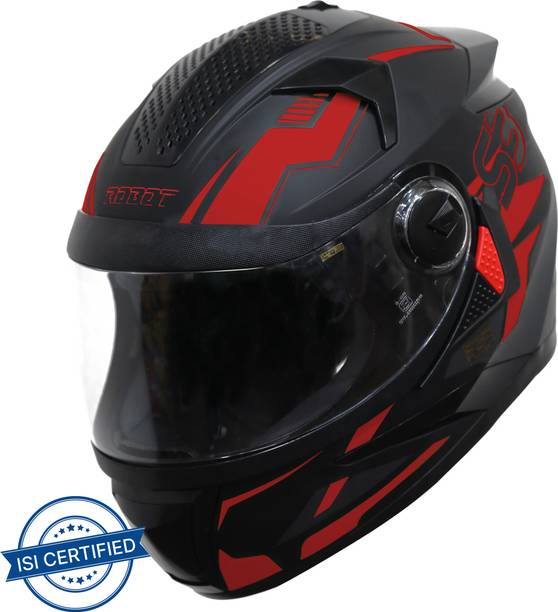 Steelbird SBH-17 Terminator Full Face Graphic Helmet in Matt Black Red Motorbike Helmet