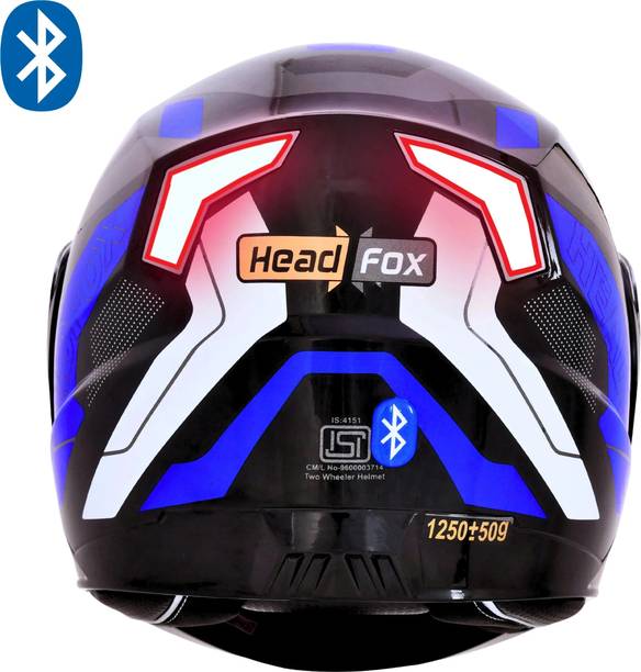 HEADFOX N2 Gloss Air 7 Smart Bluetooth Helmet: Calls, Music , GPS & Voice Asst. Road DV Motorbike Helmet