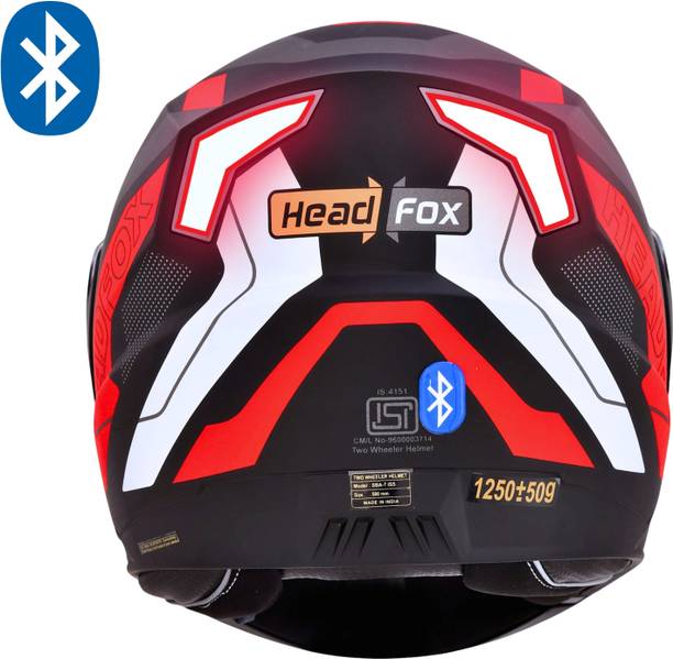 HEADFOX N2 Smart Bluetooth sba7 Calls | Music | GPS | Waterproof | Voice Command Road DV Motorsports Helmet