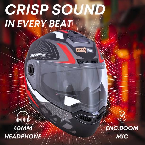 HEADFOX N2 Smart Bluetooth sba7 Calls | Music | GPS | Waterproof | Voice Command Road DV Motorbike Helmet