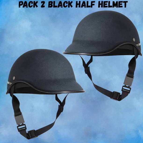 SRPHERE A5 PACK OF 2 GOOD QUALITY BLACK HALF STRAP HELMET Motorbike Helmet