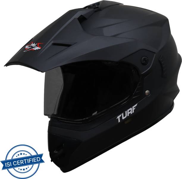Steelbird Off Road TURF Motocross Helmet in Matt Midnight Black with Extra Clear Visor Motorbike Helmet