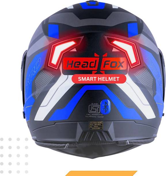 HEADFOX N2 Air 7 Smart Bluetooth Music | Calls | GPS | Waterproof | Voice Asst. Road DV Motorsports Helmet