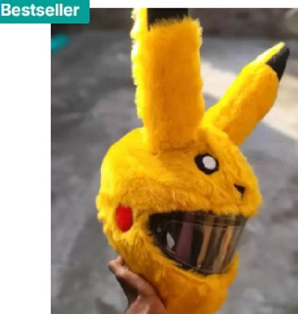 V VANTRA GA-ZI-YELLOW COLOUR PIKACHU HELMET COVER Motorbike Helmet (Yellow) Motorbike Helmet