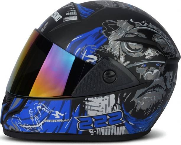 TRINOS Gorilla Full Face Abs Material With Anti UV Rainbow Visor Unisex (MM-1) Motorbike Helmet