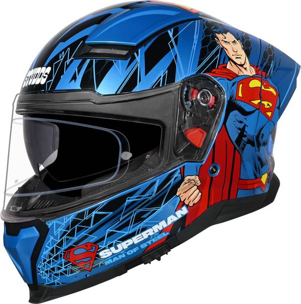 STUDDS Helios Superman Edition ISI and DOT Certified Helmet with Antifog 100 Motorbike Helmet