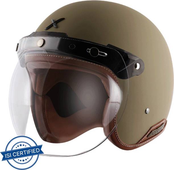 Axor Retro Jet Leather Motorbike Helmet