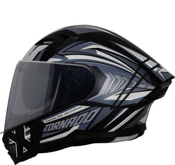 Steelbird SBA-11 Tornado Grey Reflector ISI and DOT Certified Full Face Graphic Motorbike Helmet