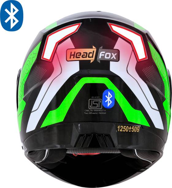 HEADFOX N2 Gloss Air 7 Smart Bluetooth Helmet: Calls, Music , GPS & Voice Asst. Road DV Motorbike Helmet