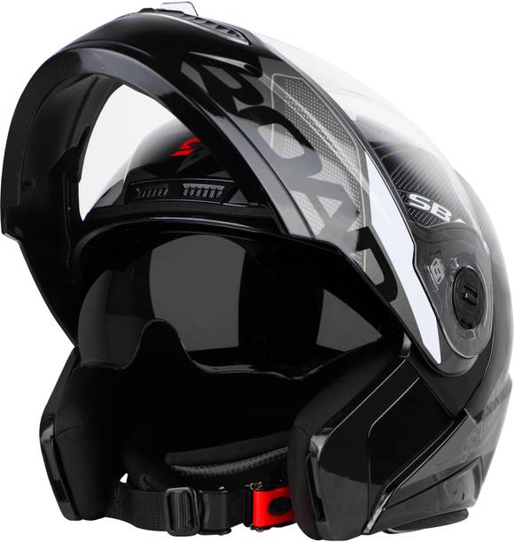 Steelbird SBA-7 Road Double Visor ISI Certified Flip-Up Graphic Helmet for Men and Women Motorbike Helmet