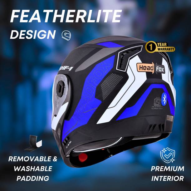 HEADFOX Smart Bluetooth N2 Voice Asst. | Calls |GPS | Waterproof | Music Road DV Motorsports Helmet