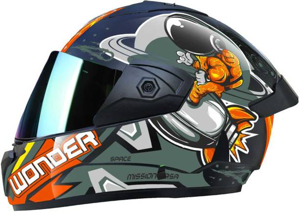 Agx Wonder Space with Anti UV Rainbow Visor ABS Material Unisex Motorbike Helmet