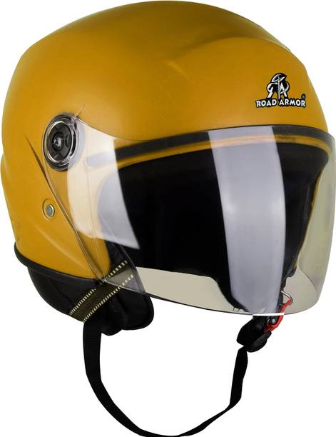 ROAD ARMOR ABS Material Half Face Stylish Helmet with Clear Visor For Men & Women Motorbike Helmet