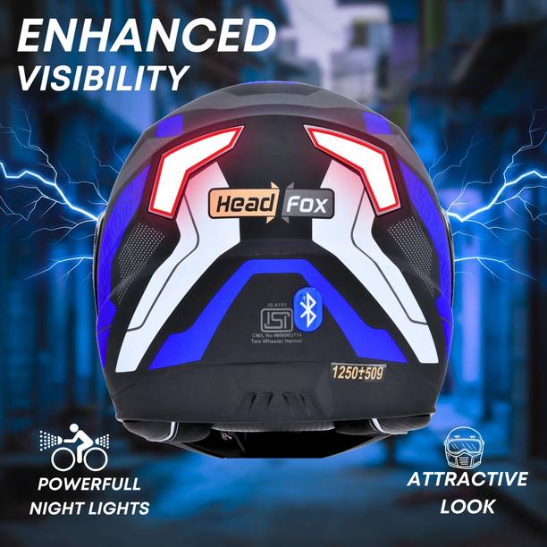 HEADFOX 7 Smart Bluetooth Music | Calls | Waterproof | Voice Asst. Road Motorsports Helmet