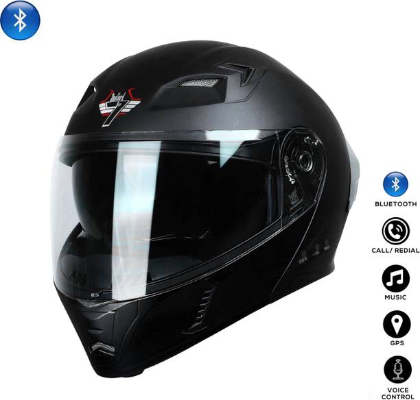 Steelbird Bluetooth Flip Up ISI Certified Helmet for Men with Inner Smoke Sun Shield Motorbike Helmet