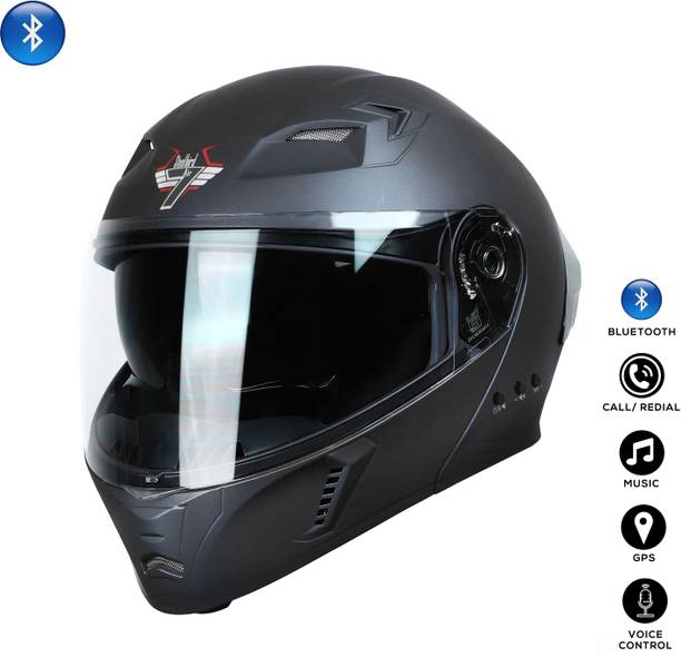 Steelbird Bluetooth Flip Up ISI Certified Helmet for Men with Inner Smoke Sun Shield Motorbike Helmet