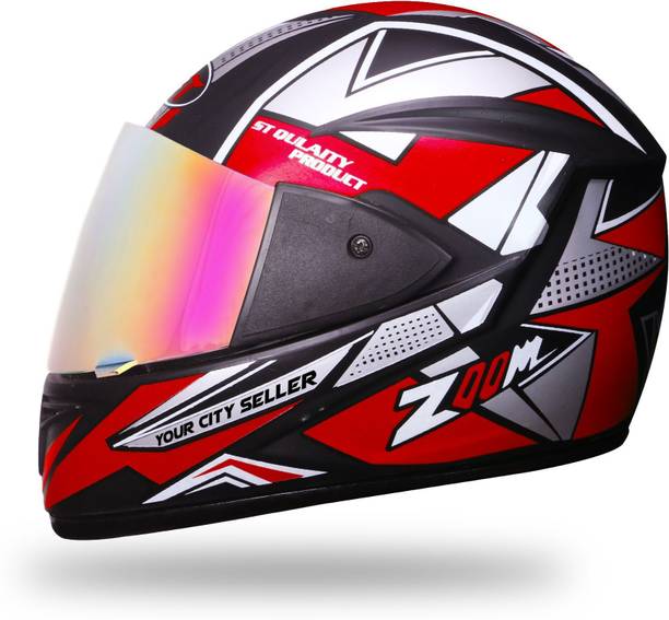 YOURCITYSELLER Full Face Red Motorbike Helmet With Silicon Unbreakable Glass Motorbike Helmet