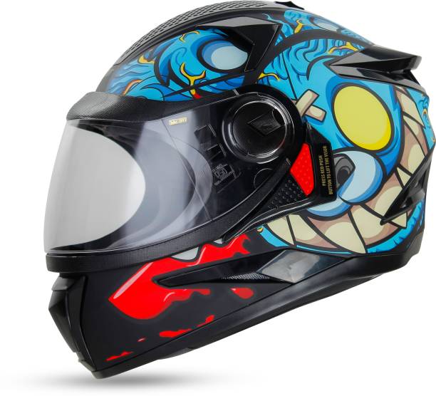 Steelbird SBH-17 Rabbit ISI Certified Full Face Graphic Helmet with Clear Visor Motorbike Helmet