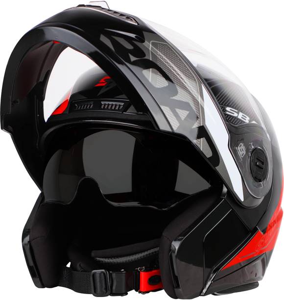 Steelbird SBA-7 Road Double Visor ISI Certified Flip-Up Graphic Helmet for Men and Women Motorbike Helmet