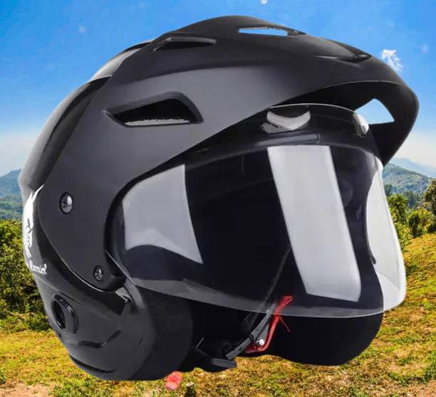 Lxt Black_Nano_Half_face_Helmet_with ISI Certified_BK_55 Motorbike Helmet