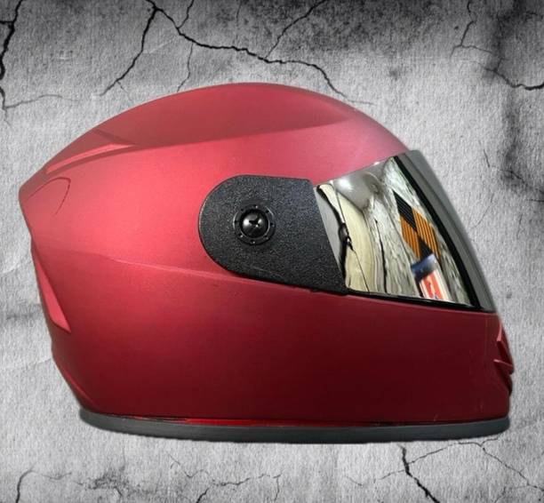 Anjana ABS DENIM CLASSY RED MATTY FULL FACE HELMET WITH MIRROR VISOR & EPS PADDLING Motorbike Helmet