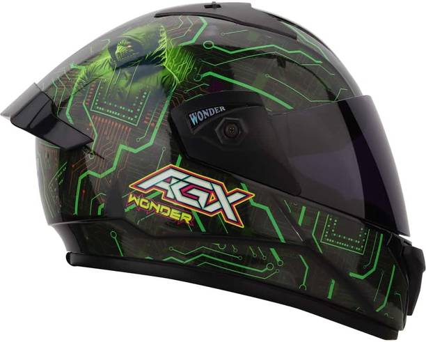 Agx Wonder Hacker ISI Certified with Polycarbonate Visor ABS Material, Unisex Motorbike Helmet