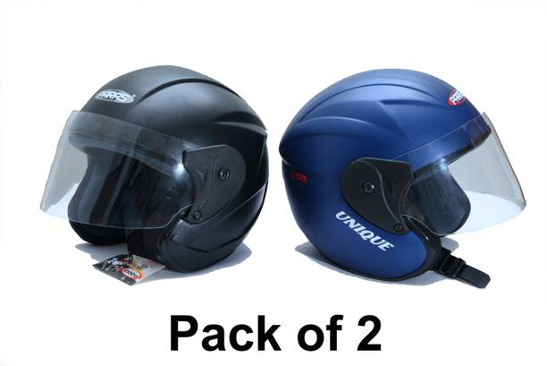पारस ISI Certified Open Face Helmet Black & Blue Medium मोटरबाइक हेलमेट