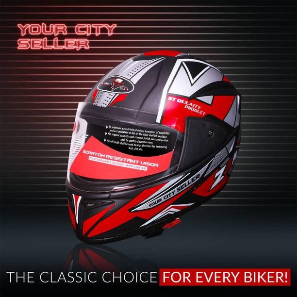 YOURCITYSELLER Matte Red Plain Full Face Shield Helmet Motorbike Helmet