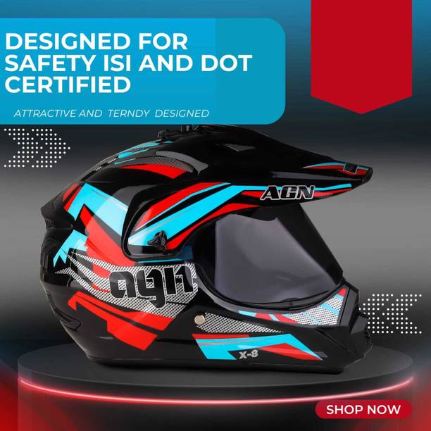 Racing-1 ABS Material Unisex with Unbreakable Visor Motorbike Helmet