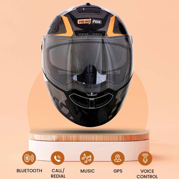 HEADFOX N2 Air 7 Smart Bluetooth Music | Calls | GPS | Waterproof | Voice Asst. Road DV Motorsports Helmet