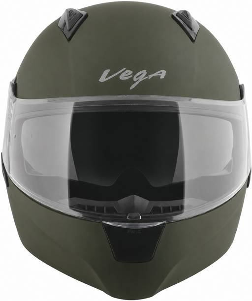 VEGA SPIKE DV DX Flip Up Dull Battle Green ISI Certified Motorbike Helmet