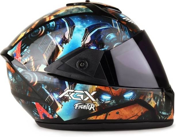 TRINOS Fighter Transformers HD Graphics with Anti UV PC Visor ABS Material Unisex(ZB-1) Motorbike Helmet