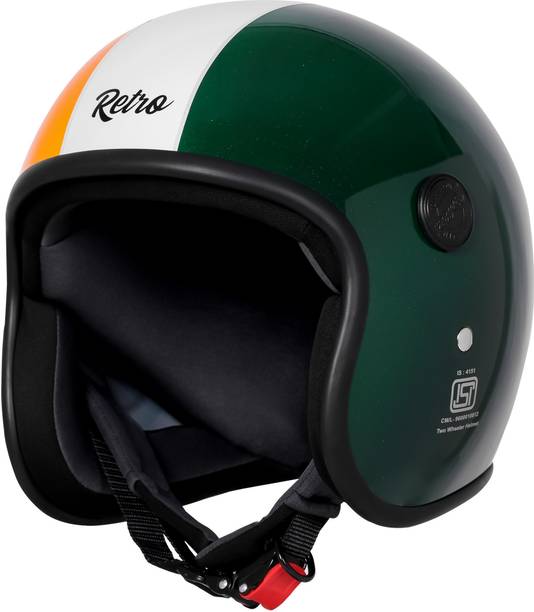 Steelbird SBH-55 Retro Tricolor ISI Certified Open Face Helmet for Men and Women Motorbike Helmet