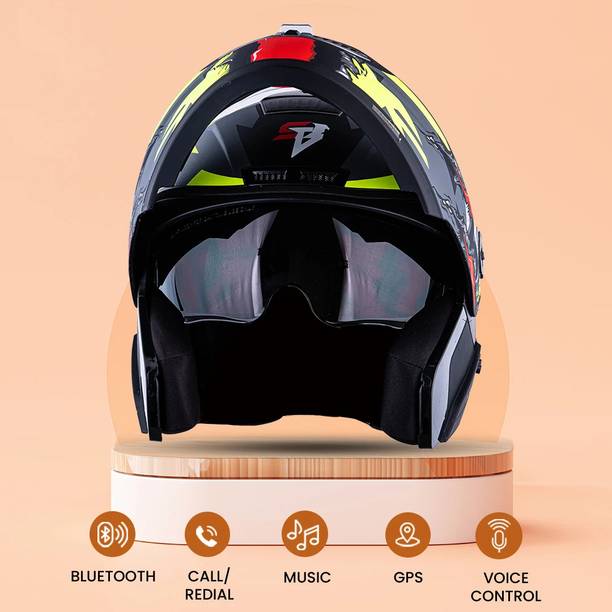 HEADFOX N2 Air 7 Smart Bluetooth Music |Calls | GPS | Waterproof | Voice Asst. Winner DV Motorbike Helmet