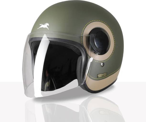TVS Silk Route Helmet for Men & Women | Vintage Open Face Helmet with Clear Visor Motorbike Helmet