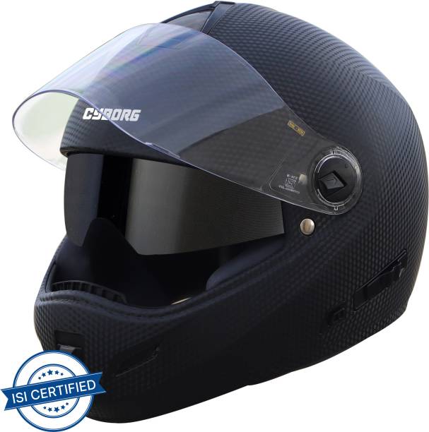Steelbird Cyborg Double. Full Face, Inner Smoke Sun Shield and Outer Clear Visor Motorbike Helmet