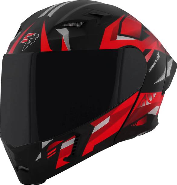 Steelbird SBA-20 SHIELD X ISI Certified Flip-Up Graphic Helmet for Men and Women Motorbike Helmet