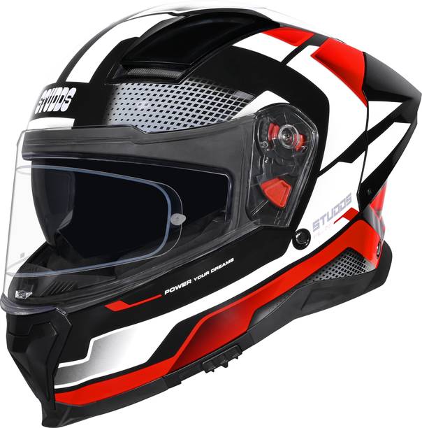 STUDDS Helios Asphalt Full Face ISI and DOT Certified Helmet with Dual Visor Motorbike Helmet