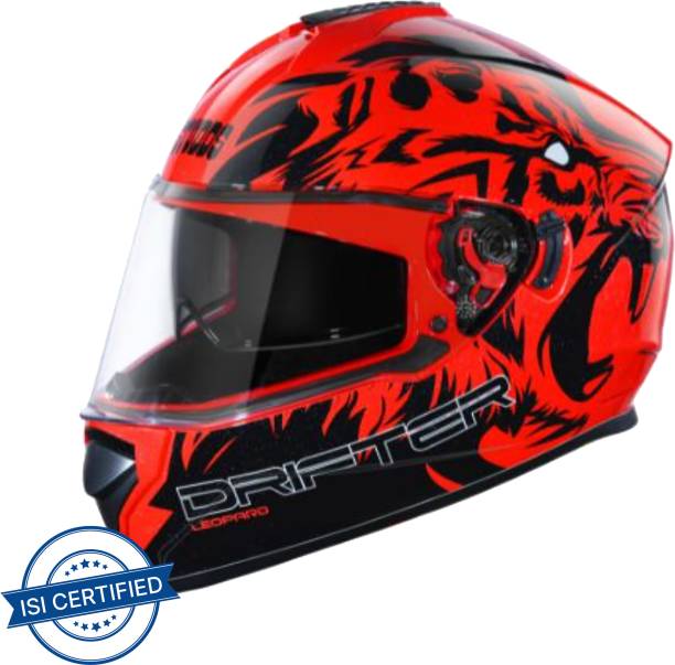 STUDDS Drifter D2 Full Face Helmet with Clear Visor (Red N9, L) Motorbike Helmet