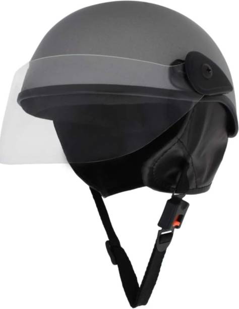 Anjana ALL MULTIPURPOSE HALF FACE HELMET WITH ENHANCED DESIGN FOR UNISEX(SILVER GLOSSY) Motorbike Helmet