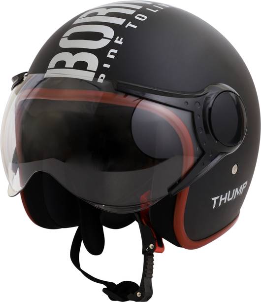 ASCONE Bullet Thump Open Face Helmet, Unisex, ISI Approved, Clear PC Visor, M, 58cm Motorbike Helmet