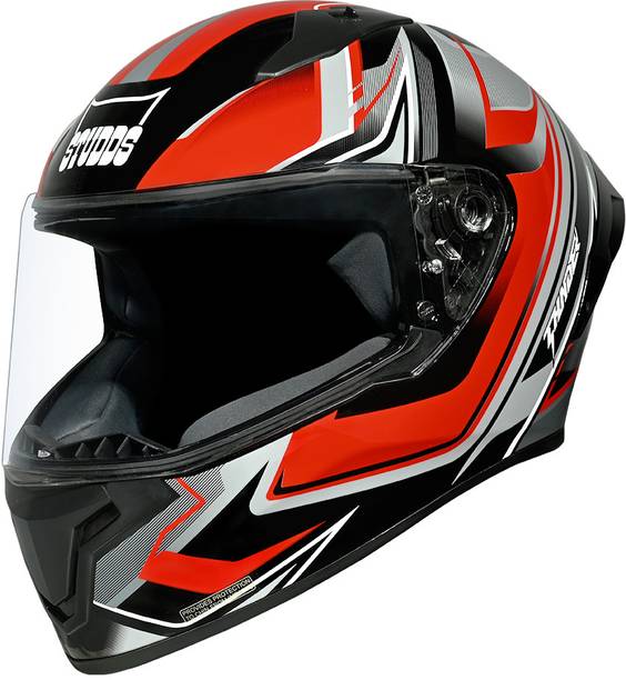 STUDDS Thunder Flash Full Face ISI & DOT Certified Helmet with Spoiler and Clear Visor Motorbike Helmet