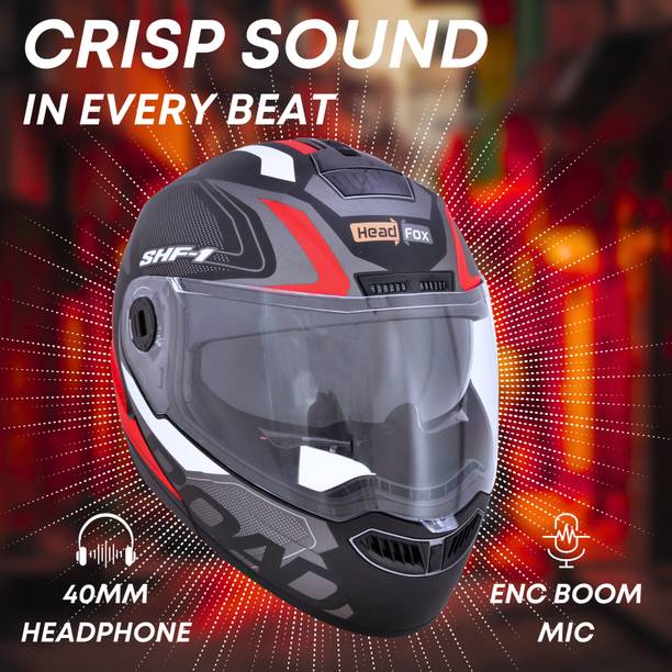 HEADFOX N2 Gloss Air 7 Smart Bluetooth Helmet: Calls, Music , GPS & Voice Asst. Road DV Motorbike Helmet