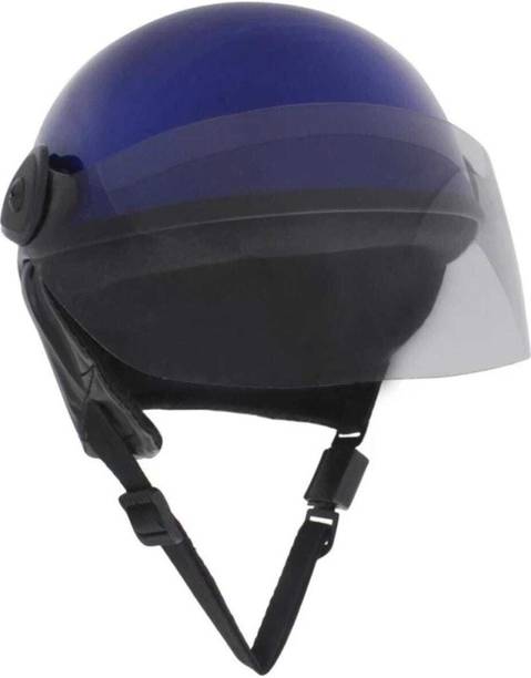 Anjana HALF FACE HELMET MOTORSPORT AND CYCLING WITH WHITE VISOR (BLUE GLOSSY) Motorbike Helmet