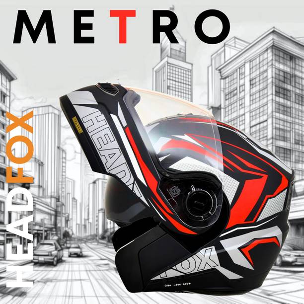 HEADFOX Metro N2 Smart Bluetooth Helmet with Flash Lights | Calls | Voice Asst. DV Motorbike Helmet