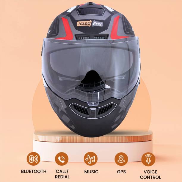 HEADFOX N2 Air 7 Smart Bluetooth Calls | Music | GPS | Waterproof | Voice Asst. Road DV Motorbike Helmet